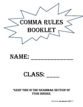 Preview of Comma Rules Booklet