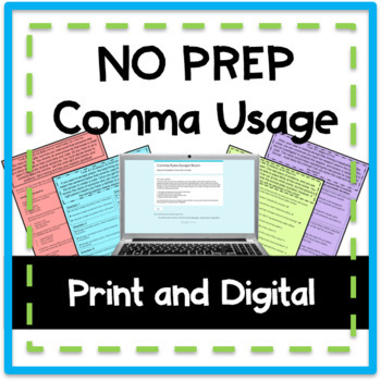 Preview of Comma Rules Breakout Escape Room NO PREP Paper and Digital