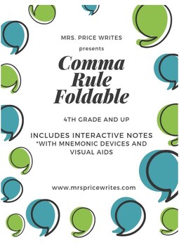 Preview of Comma Rules Foldable
