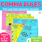 Comma Rules Foldable Worksheet Bundle: Commas in a Series + more
