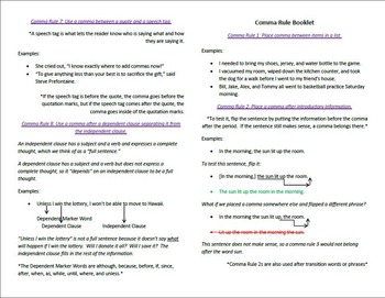 Preview of Comma Rules: Reading Comprehension, Grammar, and Punctuation (ACT English Prep)