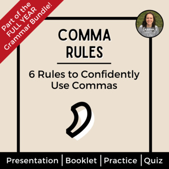 Preview of Comma Rules Mini Unit - Booklet - Slides - Practice - Quiz - Daily Grammar