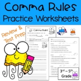 Comma Rules Summer Review or Test Prep Enrichment Worksheets