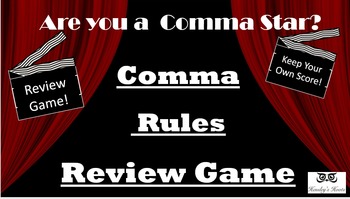 Preview of Comma Rules Test Prep Review Game: Are you a comma star?