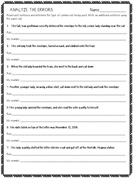 Comma Rules and Practice Worksheet by McGee's Middle | TpT