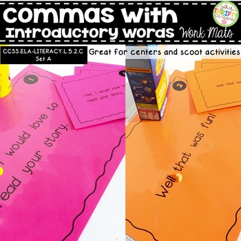 Preview of Comma Rules with Introductory Words Work Mats for Centers and Scoot Activities