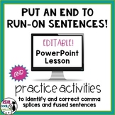 Run on Sentence PowerPoint Lesson and Practice - Comma Spl