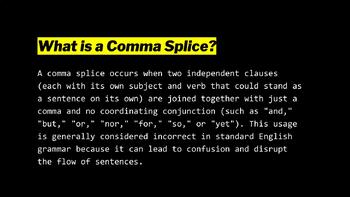 Preview of Comma Splices Presentation