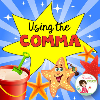 Preview of Comma Usage - Summer Themed - Boom Cards