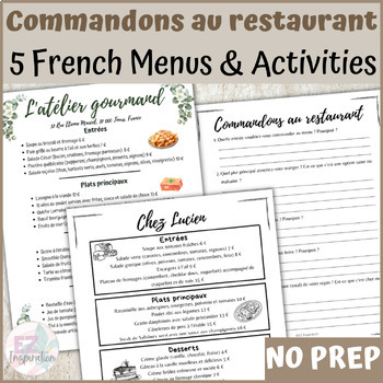 Preview of Commandons au restaurant - Five Authentic French Menus and Activities