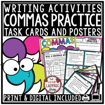 Preview of Writing Commas Rules Worksheets Commas in a Series, Letter Writing 3rd 4th Grade