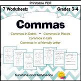 Commas in Dates - Places - Lists - Letters - Grades 2-3-4 