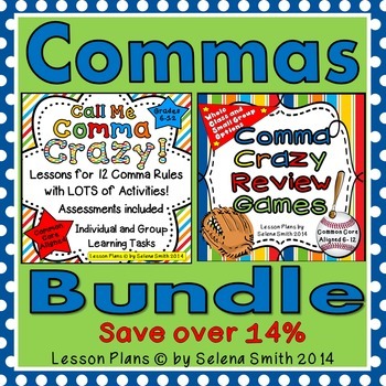 Preview of Comma Bundle for Middle School and High School: Lessons, Handouts, Game, Test