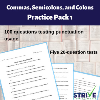 Preview of Commas, Colons, and Semi-Colons Punctuation Practice Pack for ELA Language Arts