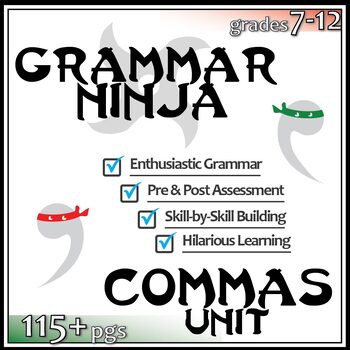 Preview of COMMAS - Comma Rules Worksheets - Commas In a Series, Practice Using - Grammer