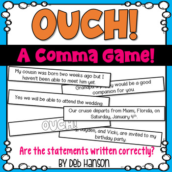 Preview of Commas Game for 5th & 6th Grades: Proofreading Sentences OUCH Game