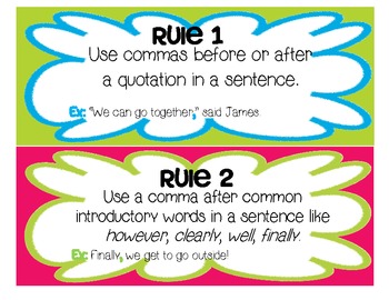 Preview of Commas Mini-lesson: Learning the Rules and Practicing