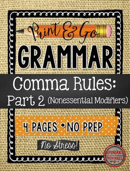 Preview of Commas Part 2:  Nonessential Modifiers