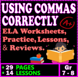 Commas. Punctuation worksheets / Lessons. Practice & Revie