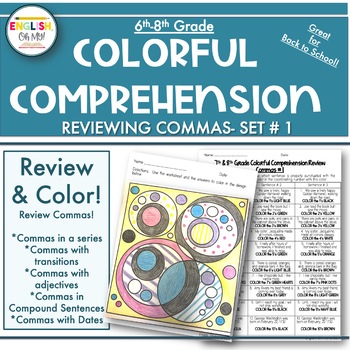 Preview of Comma Practice, Color by Number Review