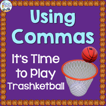 Preview of Comma Rules Trashketball Review Game - Punctuation Activity - Commas Power Point