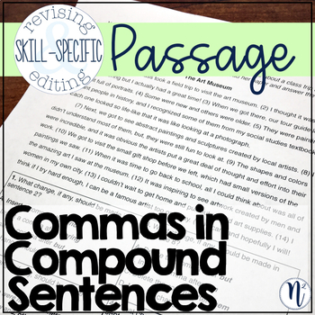 Preview of Commas in Compound Sentences: Skill-Specific Revising and Editing Passage