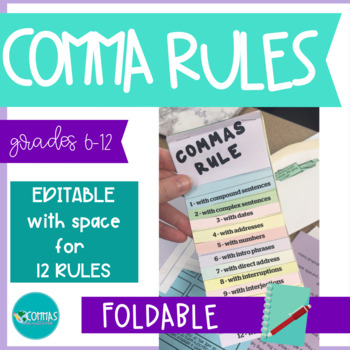 Preview of Comma Rules Flipbook