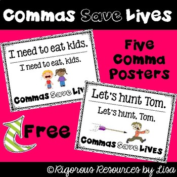 Preview of Commas Save Lives Posters Freebie