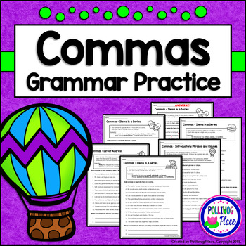 Preview of Commas - Grammar Practice Pages for Using Commas