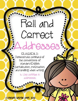 Preview of Addresses with Commas and Capitalization [Roll and Correct]
