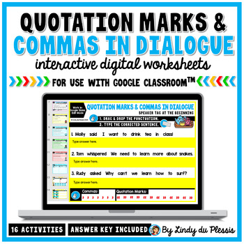 Preview of Commas and Quotation Marks in Dialogue for Google Classroom - Distance Learning