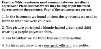 Preview of Commas between Coordinate Adjectives