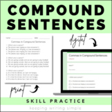 Commas in Compound Sentences Practice • Google Forms & Pri