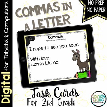 Preview of Commas in a Letter and Series Grammar 2nd Grade Google Slides Digital Resource
