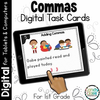 Preview of Commas in a Series & Dates Activities 1st Grade Grammar Review Google Slides Use
