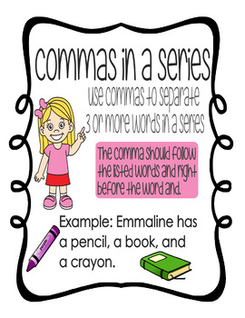 Preview of Commas in a Series Handout/Anchor Chart