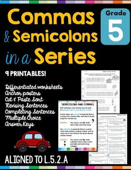 Preview of Commas in a Series L.5.2.A Worksheets Distance Learning