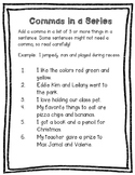 Commas in a Series Worksheet