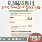 Commas with Coordinate Adjectives Worksheet: | Printable |
