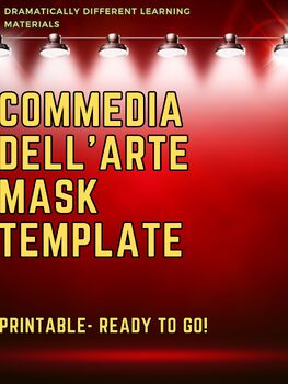 Preview of Commedia Dell'Arte Mask Template Printable Drama Theatre Acting Musical