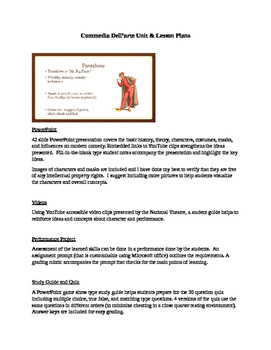 Preview of Commedia Dell'arte unit and lesson plans