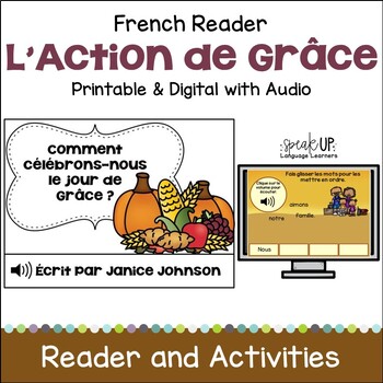 Preview of French Thanksgiving Reader L' Action de Grâce - Print & Digital with Audio