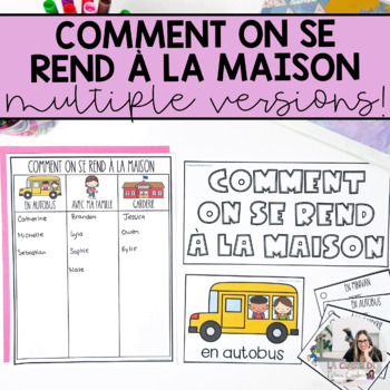 Preview of French How We Go Home Chart and Backpack Labels | Comment on se rend à la maison