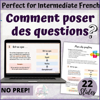 Preview of Comment poser des questions en français | Asking Questions in French lesson