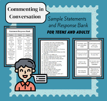 Preview of Commenting on Statements in Conversation, Response Bank - Teens/Adults