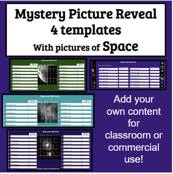 Preview of Commercial Use Add Your Own Content 4 Mystery Picture Templates - Space