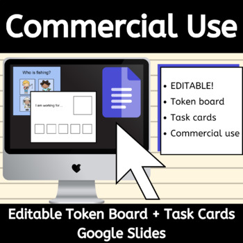 Preview of Commercial Use Bundle of Editable Token Board and Task Cards Templates for ABA