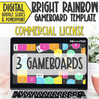 Preview of Commercial Use Editable Blank Gameboard Template Google Slides Bright Rainbow