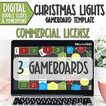 Preview of Commercial Use Editable Blank Gameboard Template Google Slides Christmas Lights