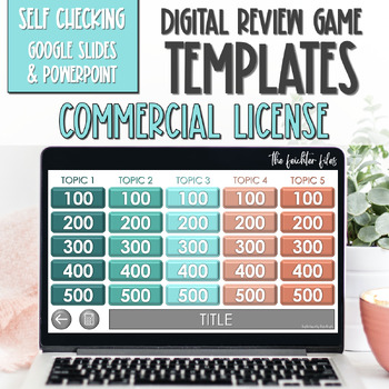 Preview of Commercial Use Editable Digital Game Template Google Slides - Beachy
